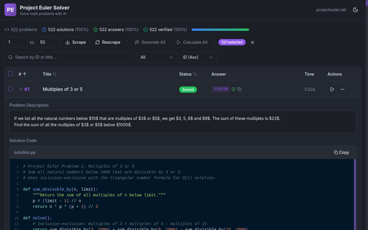 Project Euler Solver screenshot 2